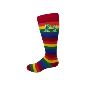 Flat Knit Rainbow Knee High Socks With Full Color Print