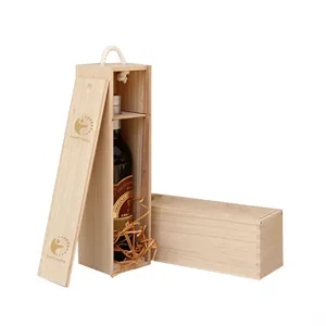 Wooden Wine Gift Box For 1 Bottle W/Handle