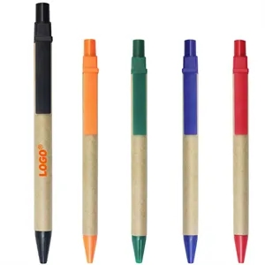Wheat straw Bamboo Retractable Refillable Ballpoint Pen Clip