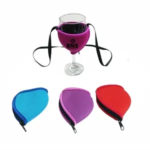 Neoprene Wine Glass Cooler Sleeve with Lanyard