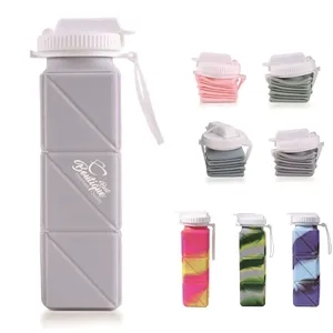 Collapsible Portable Silicone Water Bottle with Straw Lid