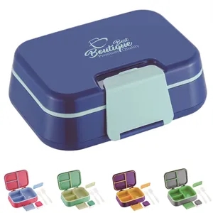 Reusable layered Compartment Food  Lunch Box with cutlery