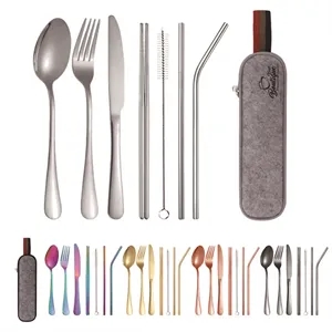 Portable Stainless Steel Reusable Cutlery Set with Case
