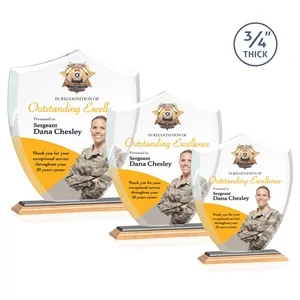 Scudo Shield VividPrint™ Award - Bamboo/Black | https://www.bestnamebadges.com