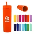 16oz double wall plastic straw cup | https://www.bestnamebadges.com