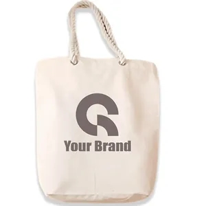 Reusable Canvas Beach Rope Handle Bulk Tote Bag | https://www.bestnamebadges.com