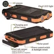 Portable Solar Charger Waterproof Power Bank w/ Flashlights | https://www.bestnamebadges.com