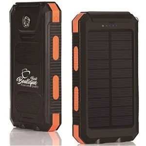 Portable Solar Charger Waterproof Power Bank w/ Flashlights
