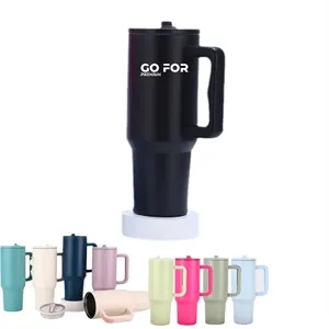40 oz Stainless Vacuum Tumbler with Handle and Straw Lid