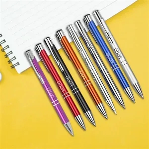 Retractable Metal Ballpoint Pen With Black Ink
