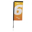 7' Premium Rectangle Sail Sign Flag, 1-Sided, Ground Spike | https://www.bestnamebadges.com