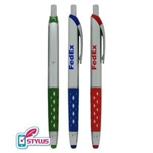 Window-Grip Stylus Click Pen with Silver Trim