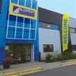17' Streamline Razor Sail Sign Flag, 1-Sided, Scissor Base | https://www.bestnamebadges.com