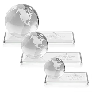 Globe Award on Rectangle Base - Clear | https://www.bestnamebadges.com