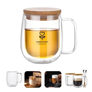 12 oz glass espresso cup with lid and spoon