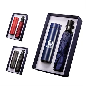 2 in 1 High Quality Umbrella and Thermos Business Gift Set
