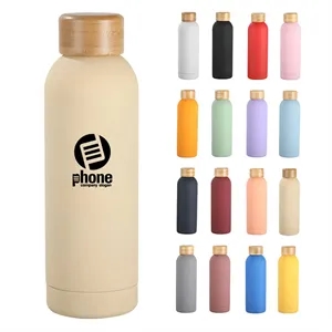 17 Oz Vacuum Insulated Bamboo Lid Water Bottle