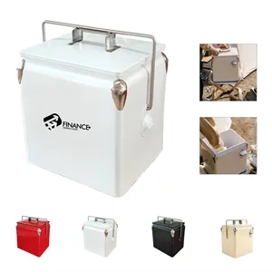 14QT Retro Metal Ice Chest Hard Cooler