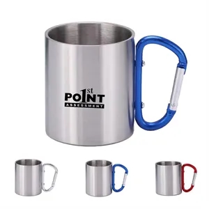 10 Oz Stainless Steel Mug With Carabiner Handle