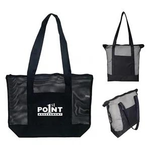 Nylon Mesh Beach Zipper Tote Bag