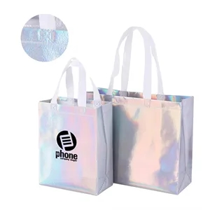 Colorful Laser Long Handle Non woven Tote Bag
