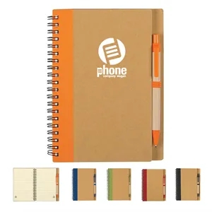 Kraft Cover Eco Inspired Spiral Notebook Journal W/Pen 5"x7"