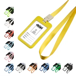 Vertical Plastic Badge Holder with Lanyard