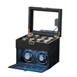 Standing 2-Slot Watch Winder + 8-Slot Storage Box With Light | https://www.bestnamebadges.com