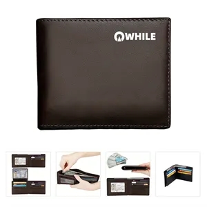 Genuine Leather RFID Blocking Bifold Wallet With 2 ID Window