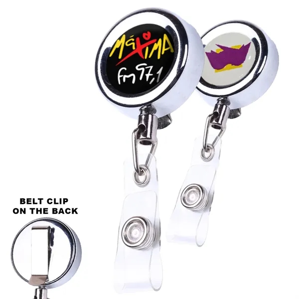 Zinc Alloy Concave Round Badge Reel Holder w/ Belt clip