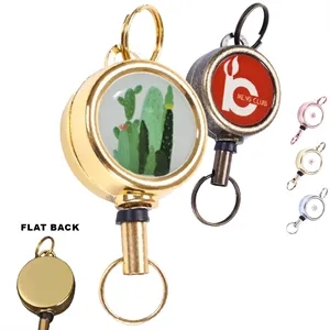 Metal Zinc Alloy Round Badge Reel w/ Keyring | https://www.bestnamebadges.com