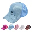 Glitter Ponytail Baseball Cap | https://www.bestnamebadges.com