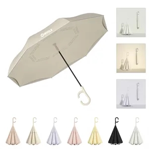 Inverted Umbrella with Reflective Stripe & C Handle
