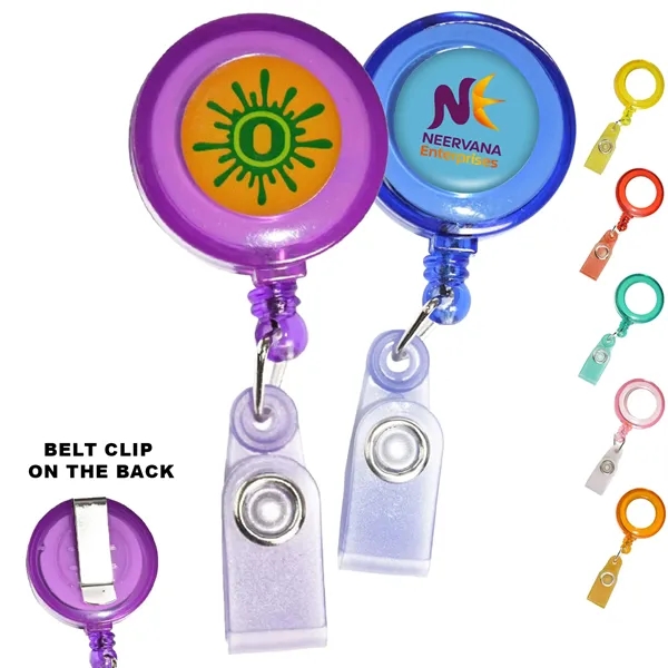 Transparent Round Badge Reel Holder w/ Match Color Strap