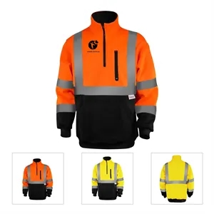 HI VIZ COLOR BLOCK SAFETY 1/4 ZIP WITH POCKET