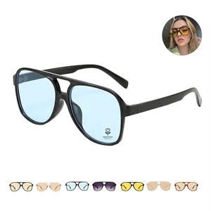 Uv400 Vintage Sunglasses Large Squared Aviator Frame