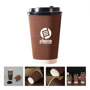 12oz Disposable Double Wall Paper Drinks Cup With Lids