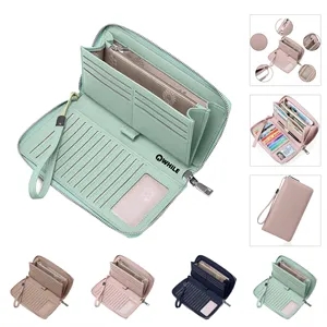 Leather Large Capacity Zip Around Wallet