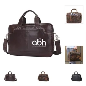 Genuine Leather Briefcase Messenger 15.6 Inch Laptop Bag