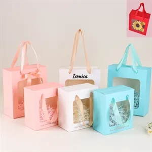 Kraft Paper Tote Gift Shopping Bags with Transparent Window
