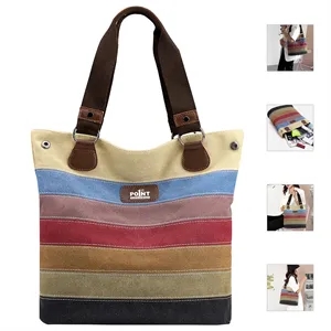 Fashion Rainbow striped tote bag