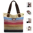 Fashion Rainbow striped tote bag | https://www.bestnamebadges.com