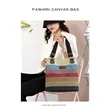 Fashion Rainbow striped tote bag | https://www.bestnamebadges.com