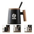 14 oz Ceramic Mug Cup With Wooden Handle | https://www.bestnamebadges.com