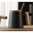 14 oz Ceramic Mug Cup With Wooden Handle | https://www.bestnamebadges.com