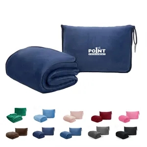 2 In 1 Travel Plush Blanket with Soft Pillow