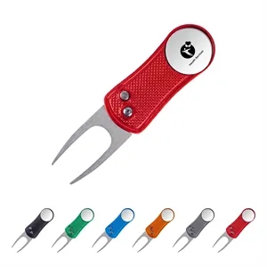 Foldable Golf Divot Repair Tool with Magnetic Ball Marker