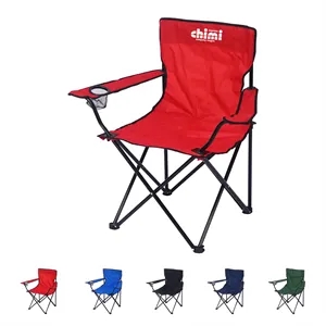 Portable Folding Camping Chair W/ Cup Holders & Carry Bag
