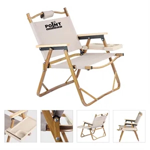 Beach Folding Chair With Wooden Handle And Shoulder Strap