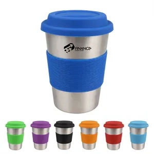 12oz Coffee Mug w/ Silicone Grip & Lid